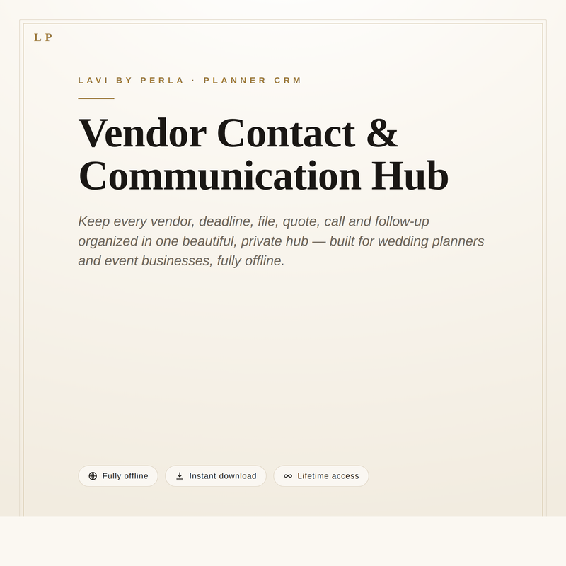 Vendor Contact & Communication Hub by Lavi by Perla — an offline planner CRM