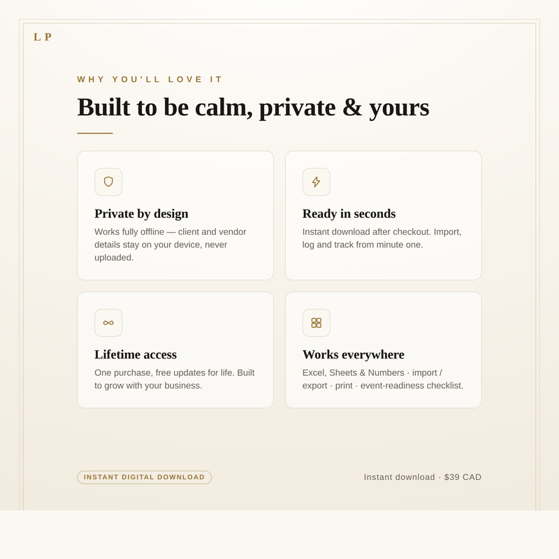 Why you'll love it: private and offline, instant download, lifetime access, works everywhere
