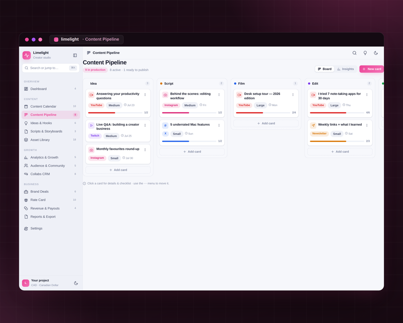 Limelight — Content pipeline