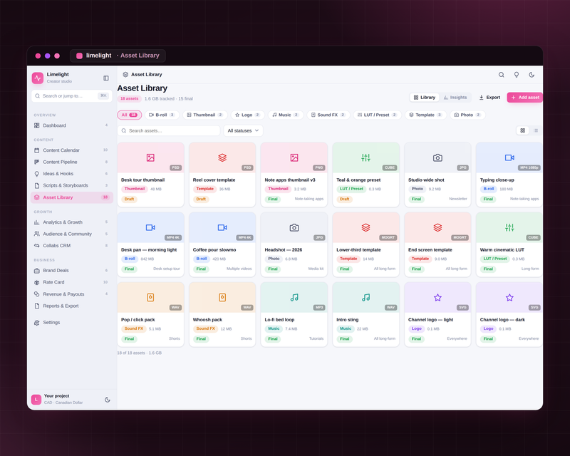 Limelight — Asset library