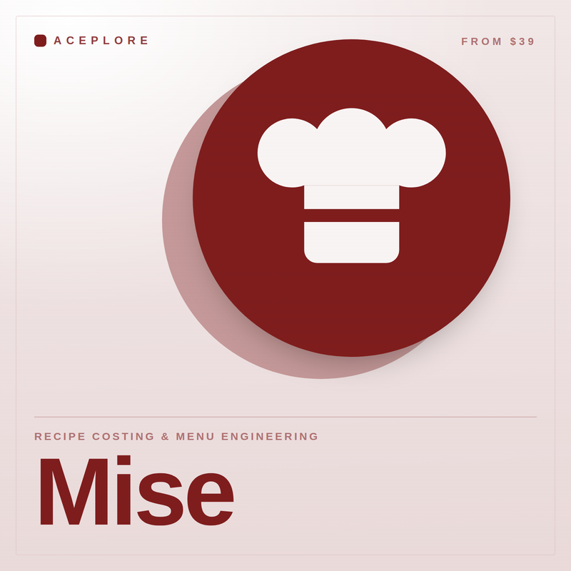 Mise — Recipe Costing & Menu Engineering, an offline browser-based tool by Aceplore