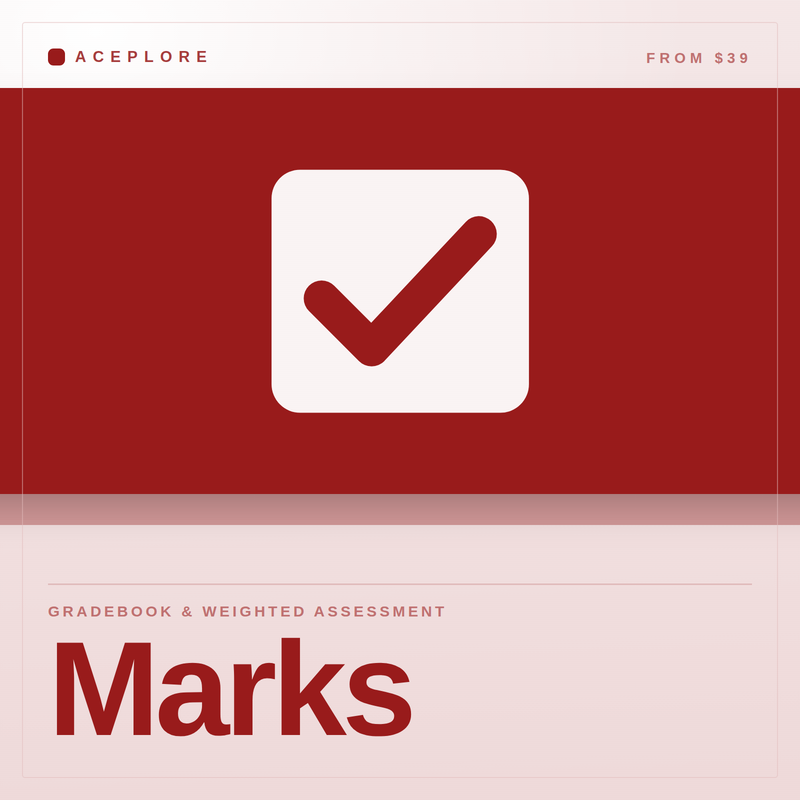 Marks — Gradebook & Weighted Assessment, an offline browser-based tool by Aceplore