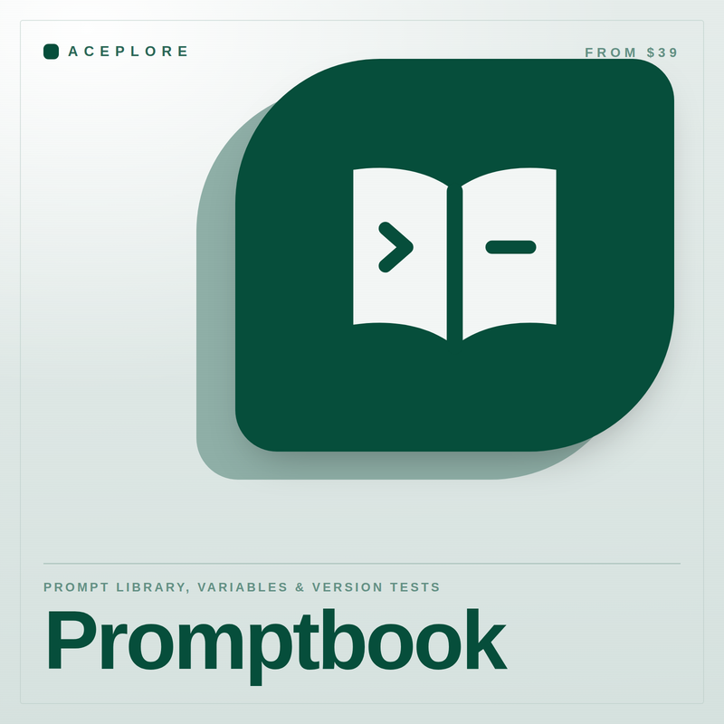 Promptbook — prompt library, variables and version tests, cover
