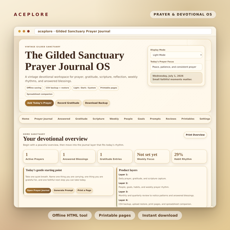 Gilded Sanctuary Prayer Journal OS — product cover