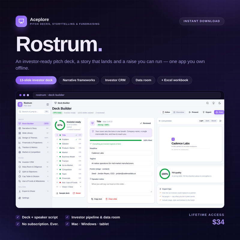 Rostrum — Investor Pitch Deck — Cover