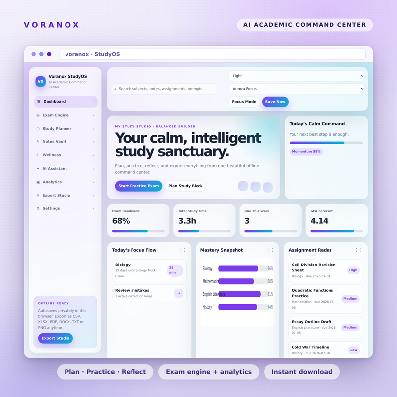 Voranox StudyOS — product cover