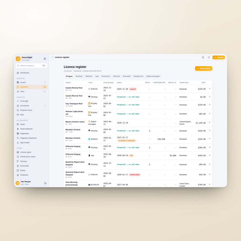 Sourcelight — licences