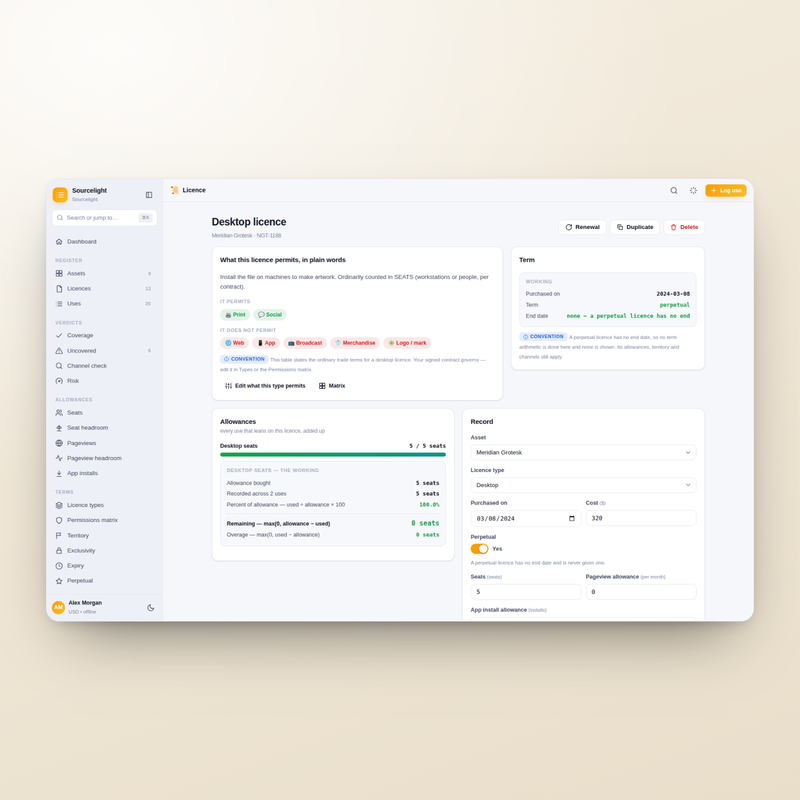 Sourcelight — licence detail