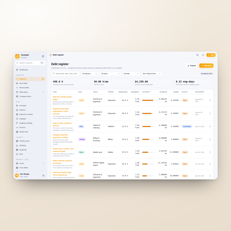 Techdebt — register