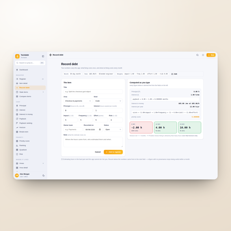 Techdebt — new item