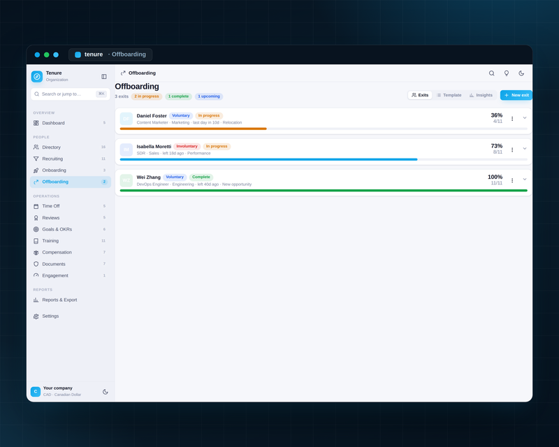 Tenure — Offboarding