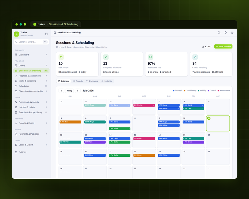Thrive — Wellness Coaching — Sessions & Scheduling