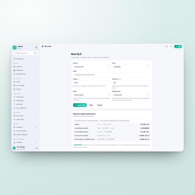 Uptime — new SLO