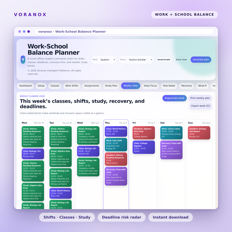 Work-School Balance Planner — product cover